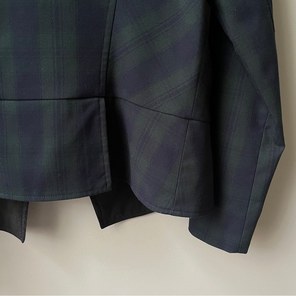 Cabi Moto Jacket‎ Blazer Women's 8 Plaid Navy Blue Hunter Green Preppy Office - Picture 9 of 12